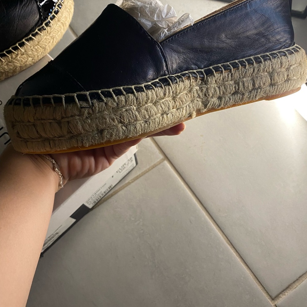 New Kurt Geiger Morella Black Leather Platform Espadrille Flats  38M - Picture 13 of 15